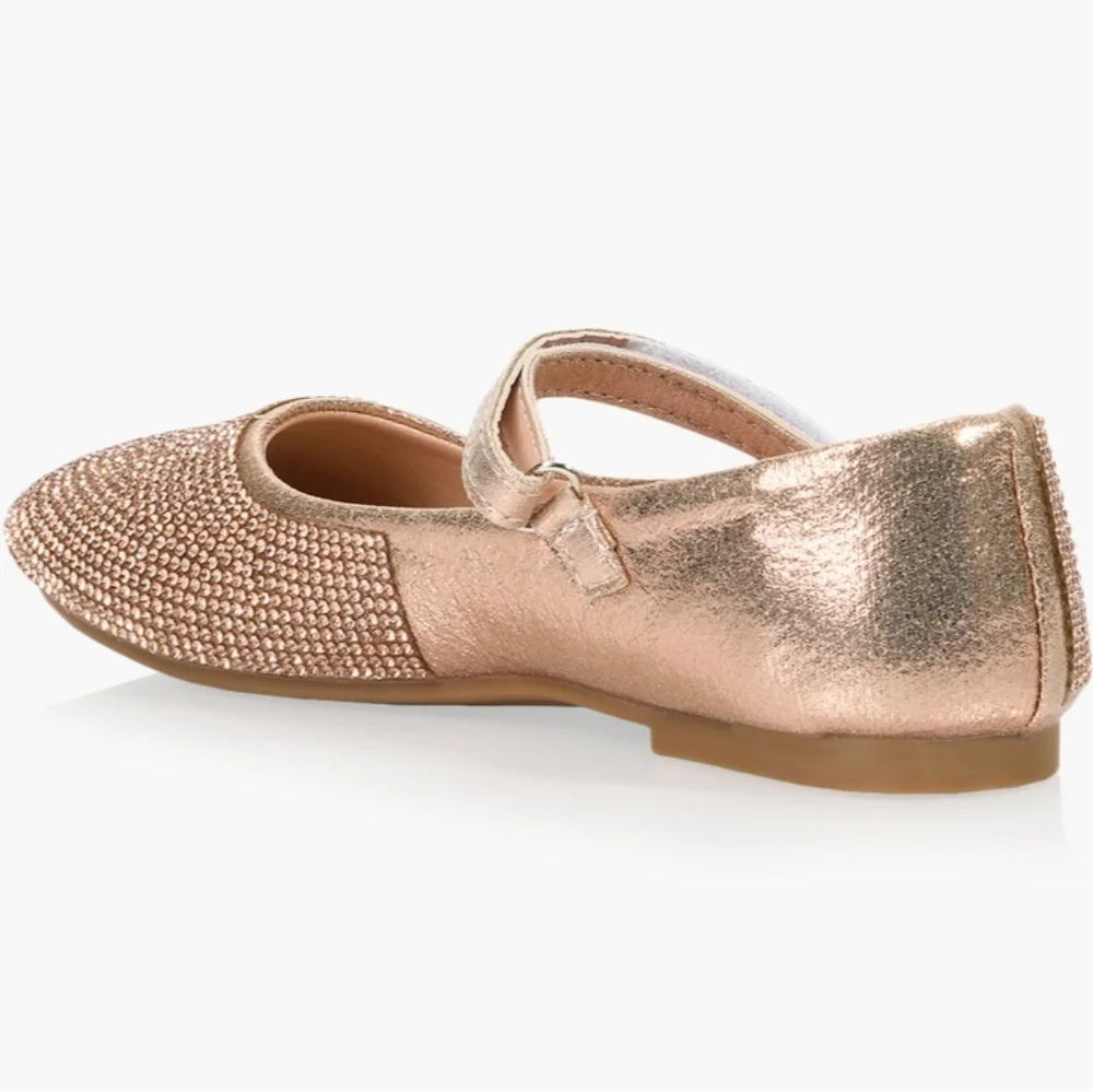 Nanette lepore rhinestone rose gold ballet slippers dress shoes 1.5 2